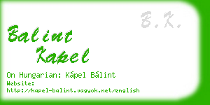 balint kapel business card